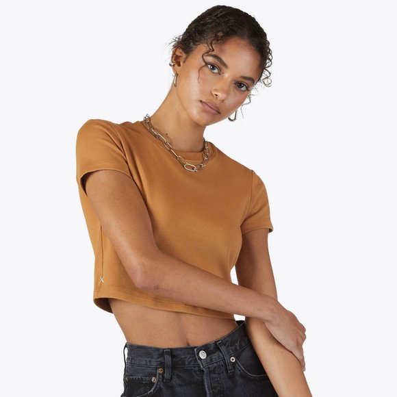 🔥 4/$20 Cuts Clothing Tomboy Cropped tee - Caramel - Picture 3 of 5